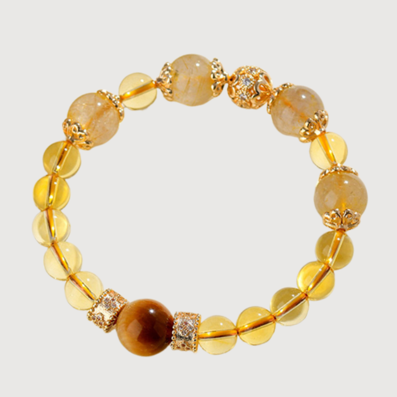 WEALTH--CITRINE TIGER-EYE BEADED BRACELET