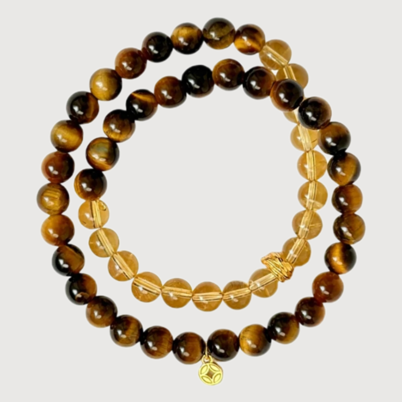 WEALTH--TIGER-EYE CITRINE BEADED BRACELET