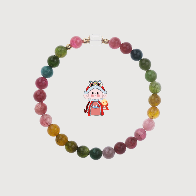 HAPPINESS--RAINBOW TOURMALINE BEADED BRACELET