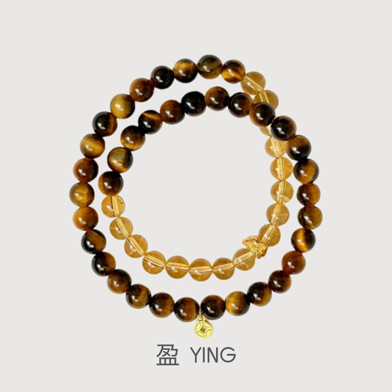 WEALTH--TIGER-EYE CITRINE BEADED BRACELET