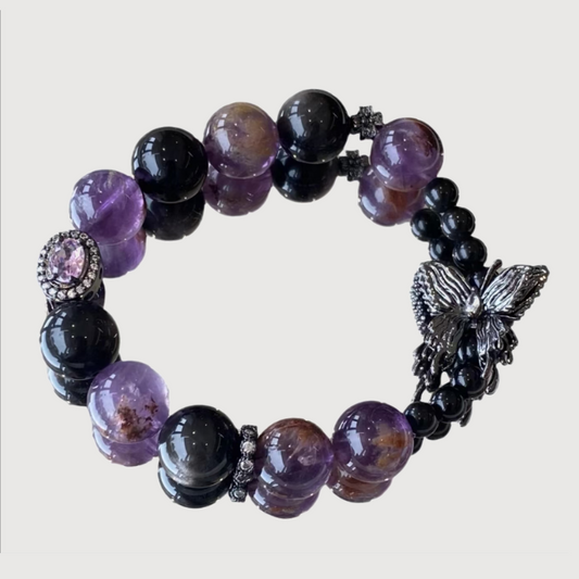 Wealth--Purple Phantom Quartz Beaded Bracelet