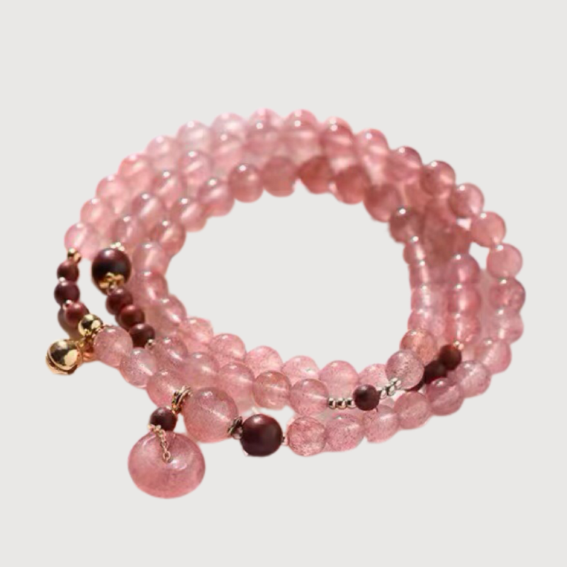 Love--Rose/Strawberry Quartz Beaded Bracelet----