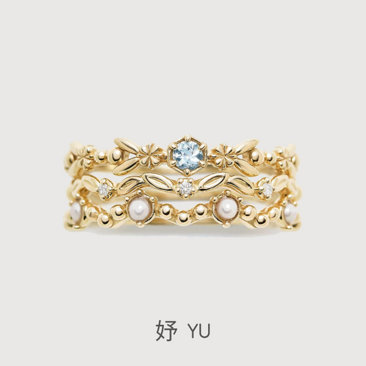 CONFIDENCE--AQUAMARINE RING STACK JEWELRY