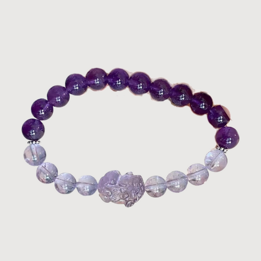 Love·Wisdom·Wealth--Pi Xiu Uruguay Amethyst Beaded Bracelet