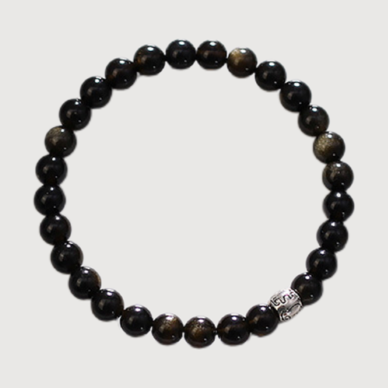 PROTECTION--GOLDEN OBSIDIAN BEADED BRACELET