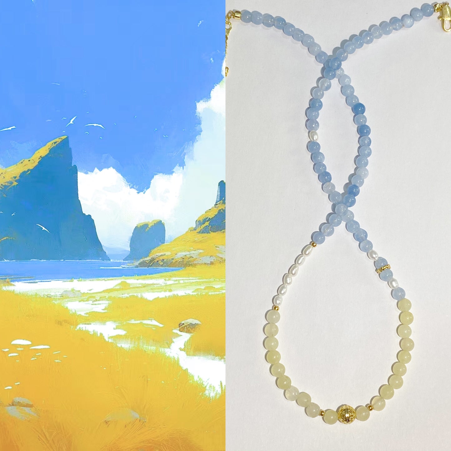 Azure Fantasia Chalcedony Necklace--Confidence·Courage·Prosperity·Health·Personal Growth·Decision-Making