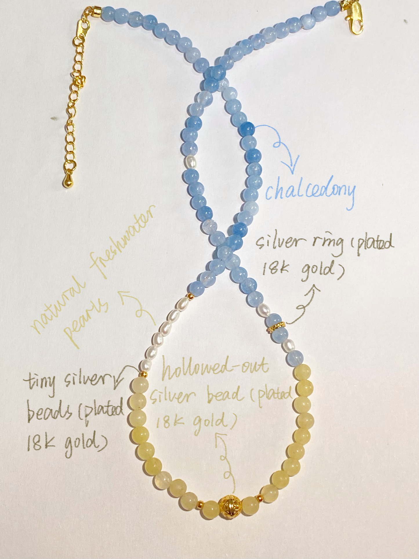 Azure Fantasia Chalcedony Necklace--Confidence·Courage·Prosperity·Health·Personal Growth·Decision-Making