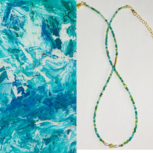 Blue Green Tourmaline Necklace--Emotional Balance·Spiritual Energy·Abundance·Creativity·Prosperity