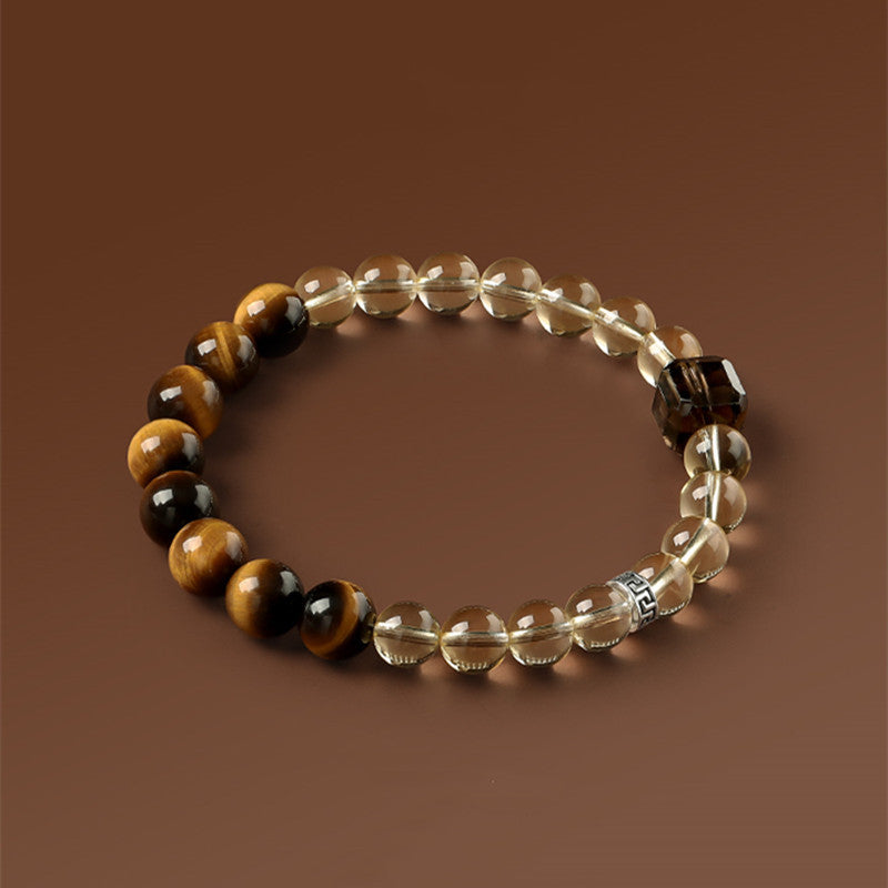 WEALTH--CITRINE TIGER-EYE BEADED BRACELET