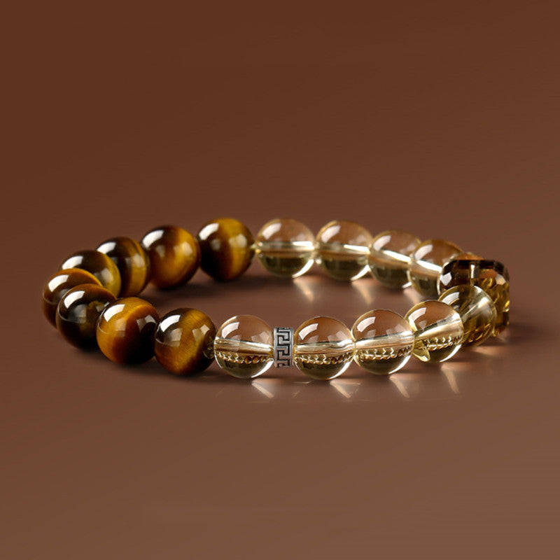 WEALTH--CITRINE TIGER-EYE BEADED BRACELET