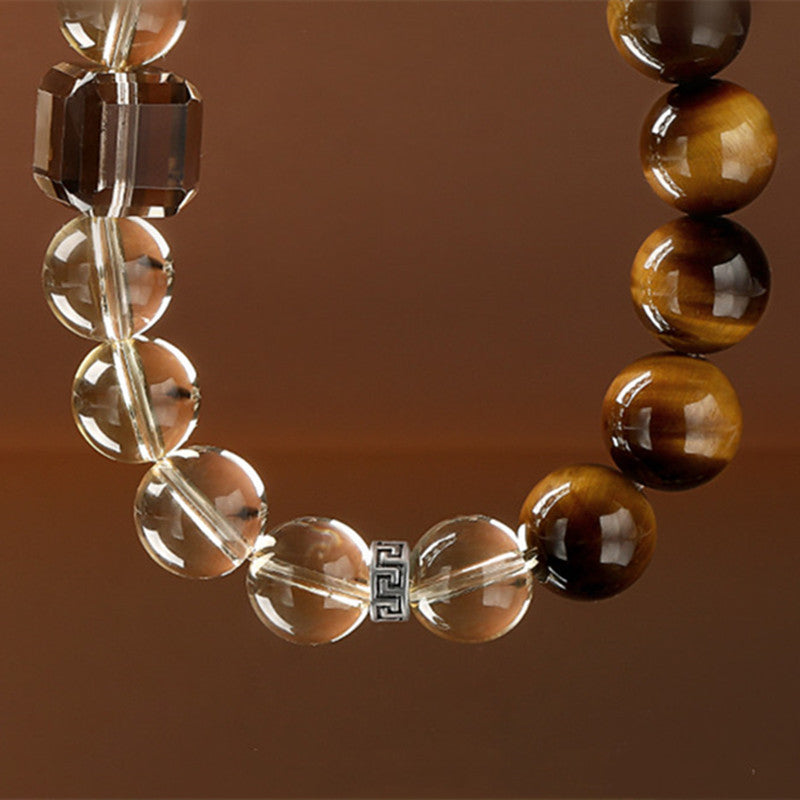 WEALTH--CITRINE TIGER-EYE BEADED BRACELET