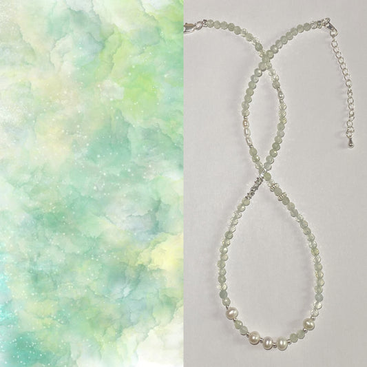 Prehnite Necklace--Releasing pressure·Positivity·Balancing emotion·Career development·Personal charm·Wealth·Luck·Vitality·Personal development