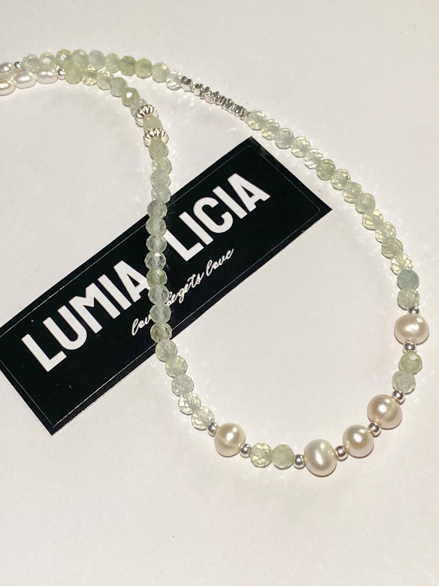 Prehnite Necklace--Releasing pressure·Positivity·Balancing emotion·Career development·Personal charm·Wealth·Luck·Vitality·Personal development