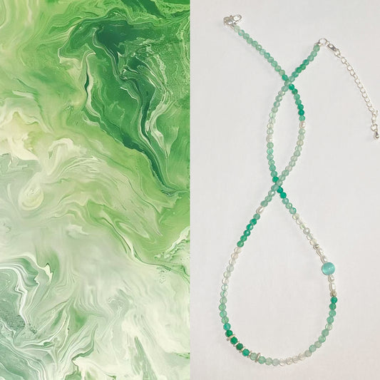 Green Agate Necklace--Health·Vitality·Positivity·Balance·Harmony·Inspiration·Stablizing Emotion`Nature