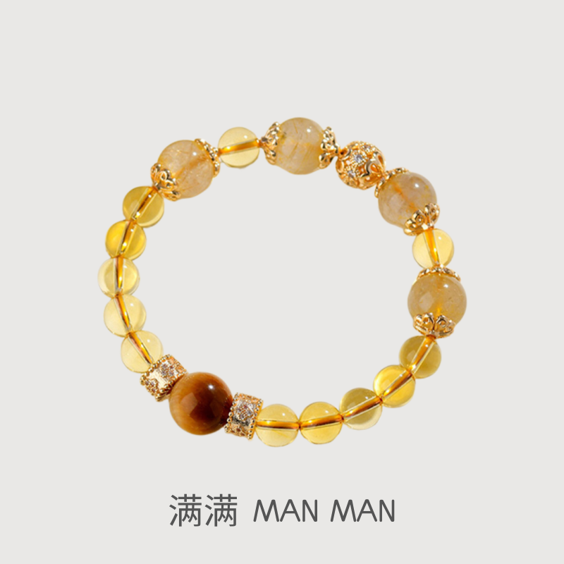 WEALTH--CITRINE TIGER-EYE BEADED BRACELET