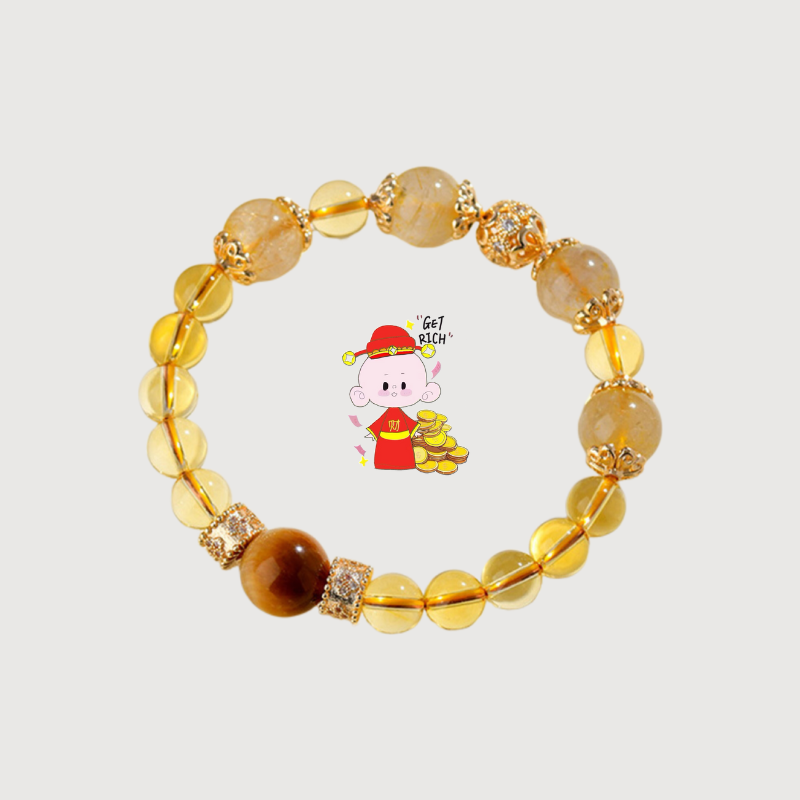 WEALTH--CITRINE TIGER-EYE BEADED BRACELET