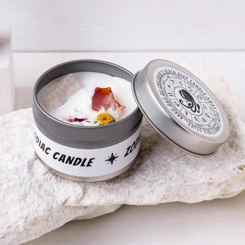 Twelve Constellations Crystal Healing Scented Candle with Crystal Scented Candle