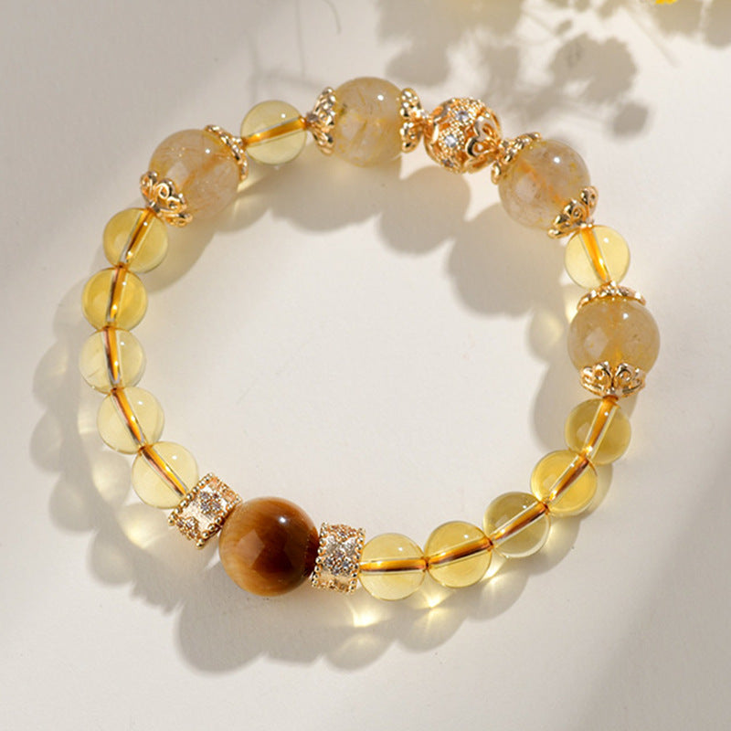 WEALTH--CITRINE TIGER-EYE BEADED BRACELET