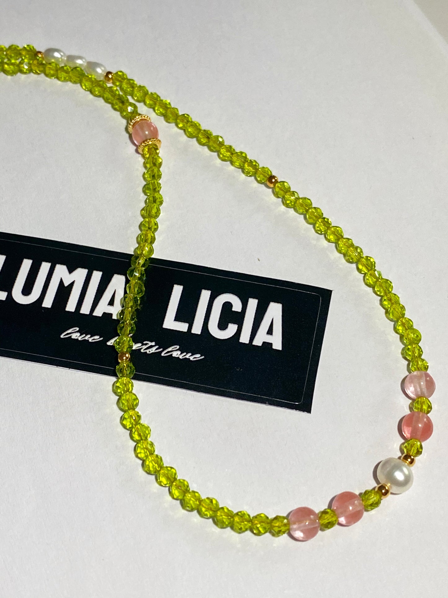 Olivine Pink Chalcedony Necklace--Positivity·Stress Relief·Confidence·Friendship·Happiness·Communication·Love·Relationship·Harmony