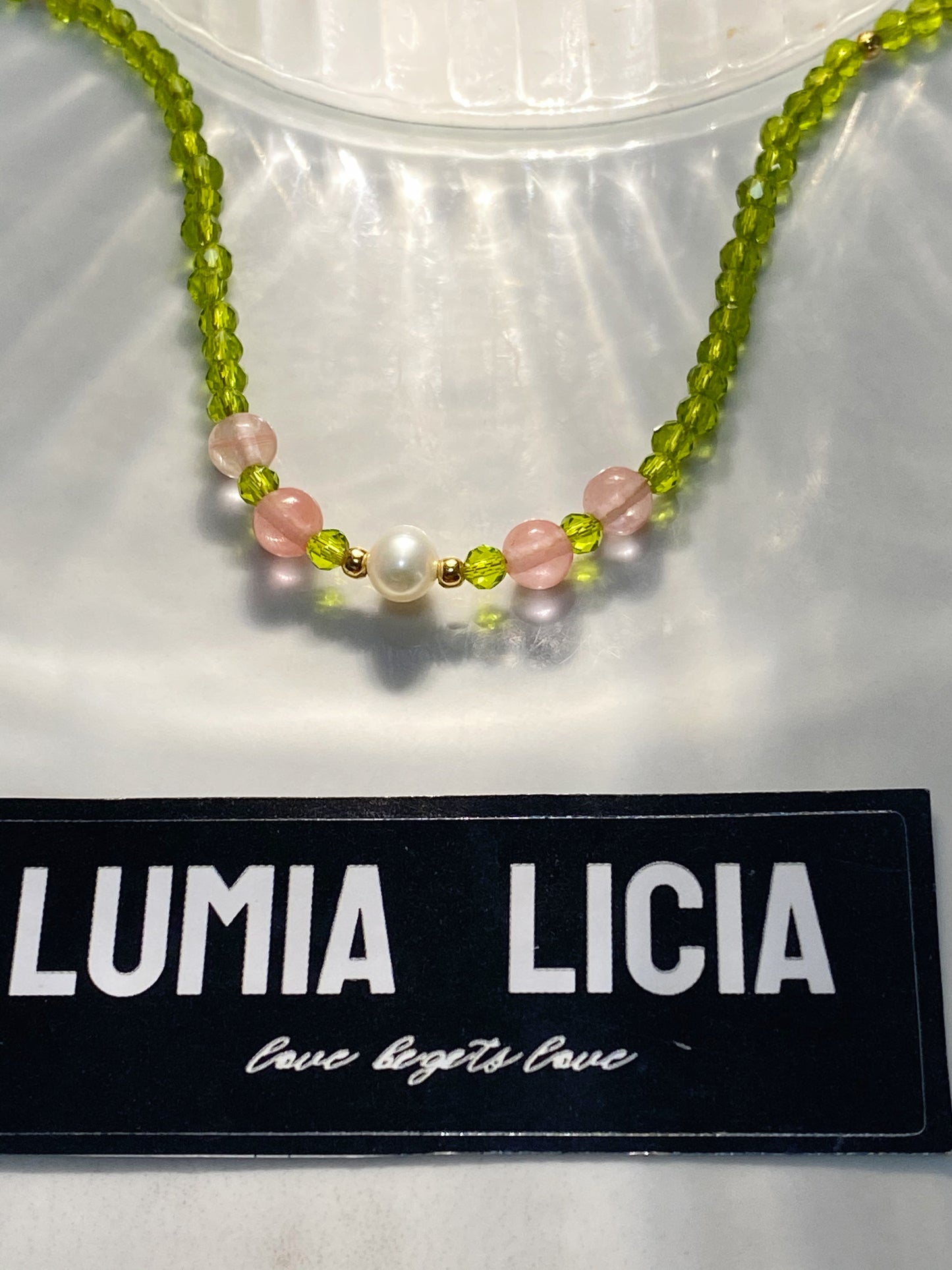 Olivine Pink Chalcedony Necklace--Positivity·Stress Relief·Confidence·Friendship·Happiness·Communication·Love·Relationship·Harmony