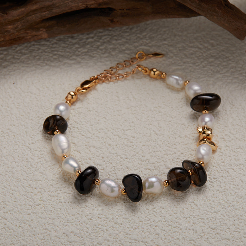 Stress Relief--Smoky Quartz(Brown Quartz)Pearl Bracelet/Necklace