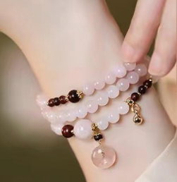 Love--Rose/Strawberry Quartz Beaded Bracelet----