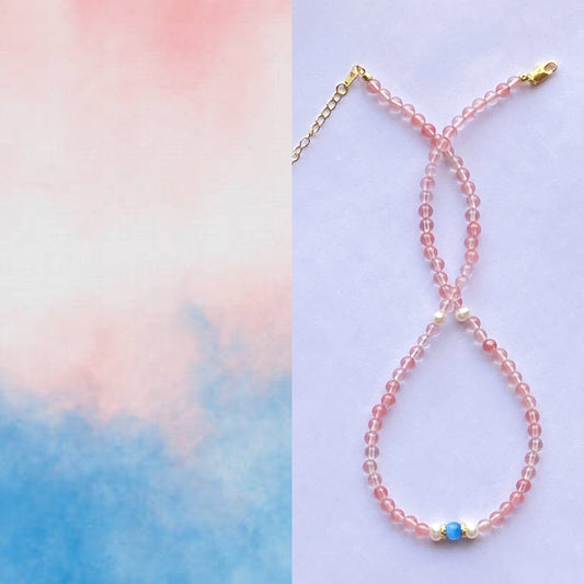 Pretty Pink Chalcedony Necklace--Balancing Emotions·Inner Peace·Self-Love·Confidence·Self-Esteem·Harmonious Relationship·Wisdom·Insight·Intuition·Communication·Thinking