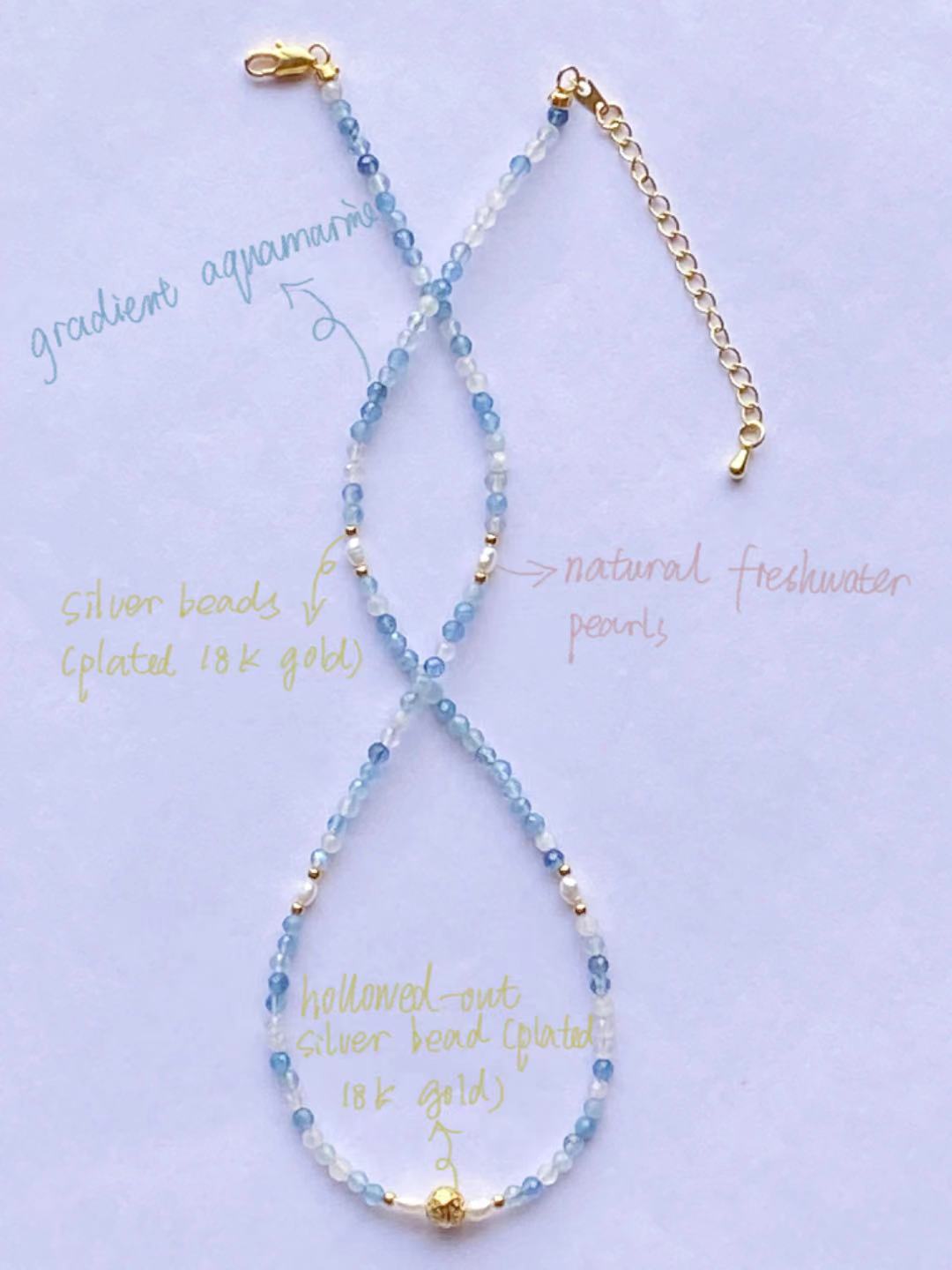 Aquamarine Necklace--Emotional Calmness·Communication Enhancement·Spiritual Connection·Trust and Courage·Energy Purification