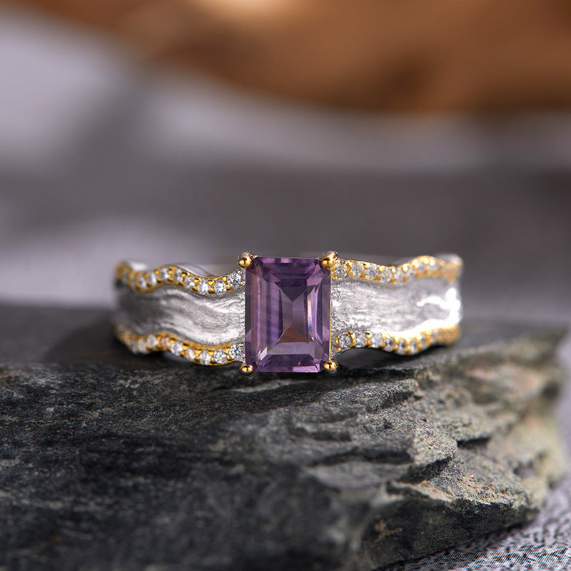 PEACE--OLIVINE CITRINE AMETHYST RING