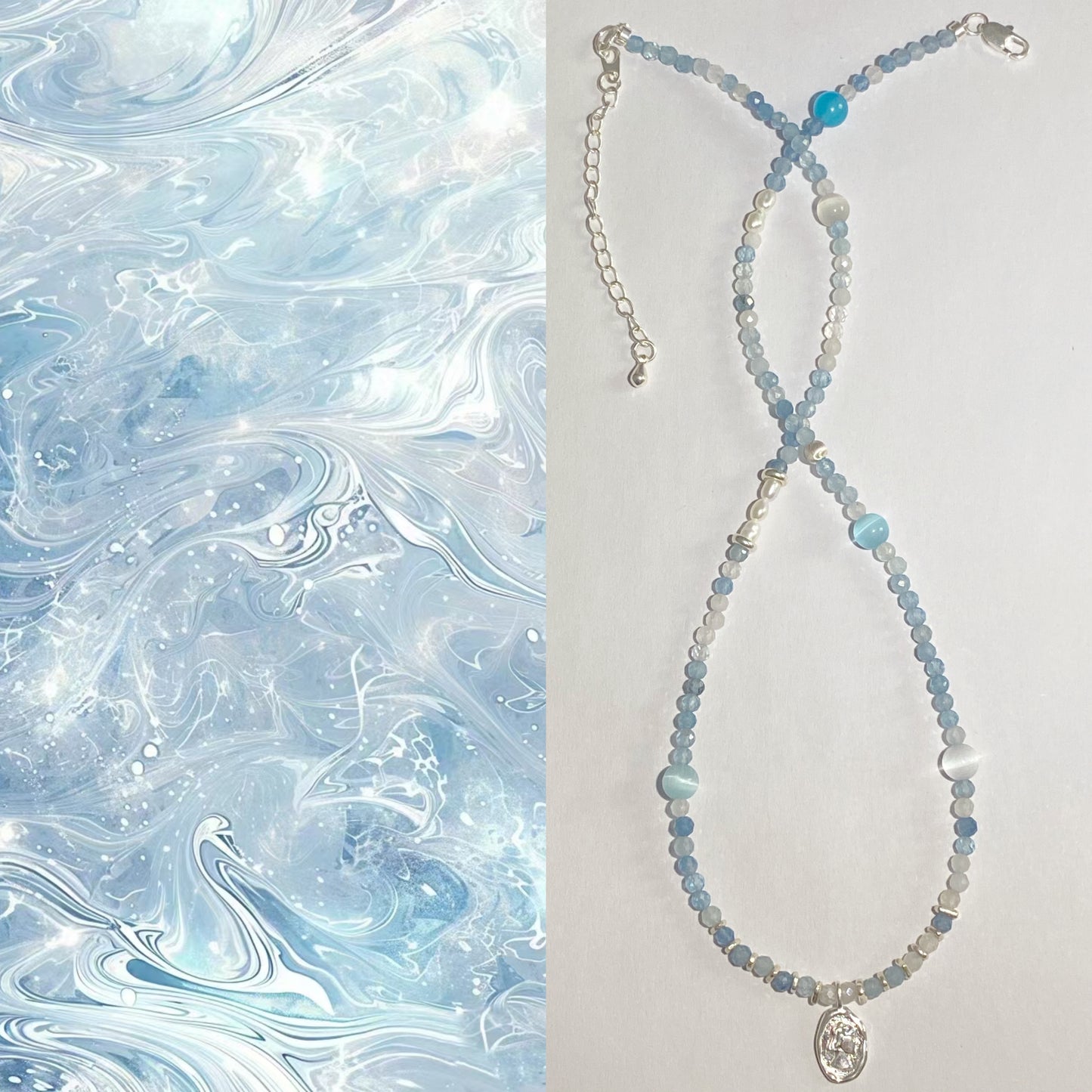 Seablue Wonder Aquamarine Necklacets--Calmness·Wisdom·Inner Peace·Intuition·Insight·Protection·Communication·Trust·Courage