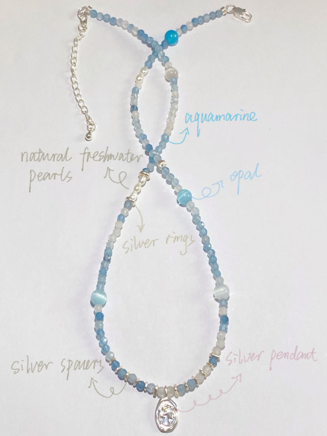 Seablue Wonder Aquamarine Necklacets--Calmness·Wisdom·Inner Peace·Intuition·Insight·Protection·Communication·Trust·Courage