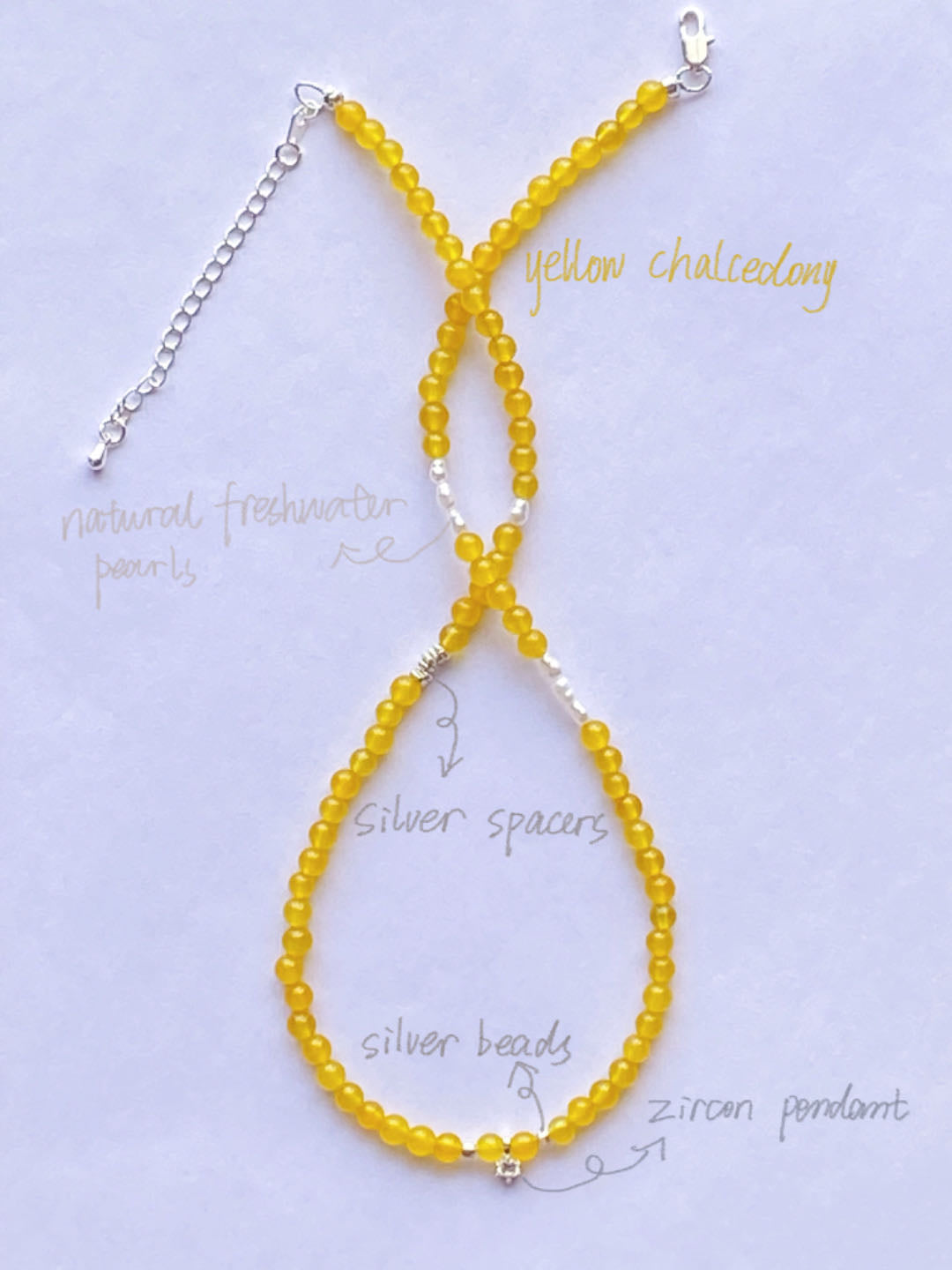 Yellow Chalcedony Necklace--Healing·Balance·Charm·Wealth·Fortune·Inner Peace·Confidence