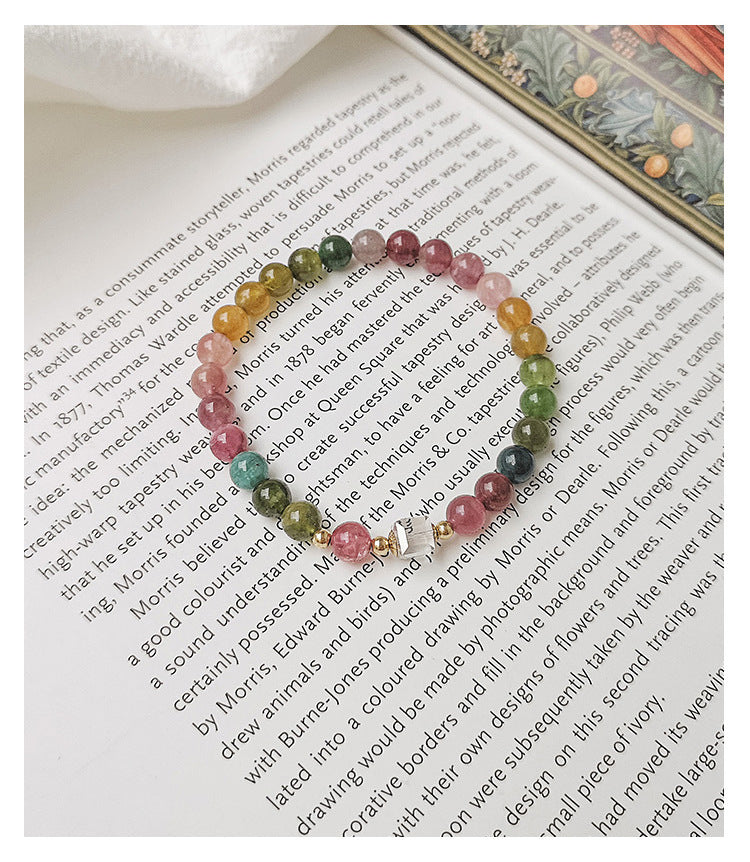 HAPPINESS--RAINBOW TOURMALINE BEADED BRACELET