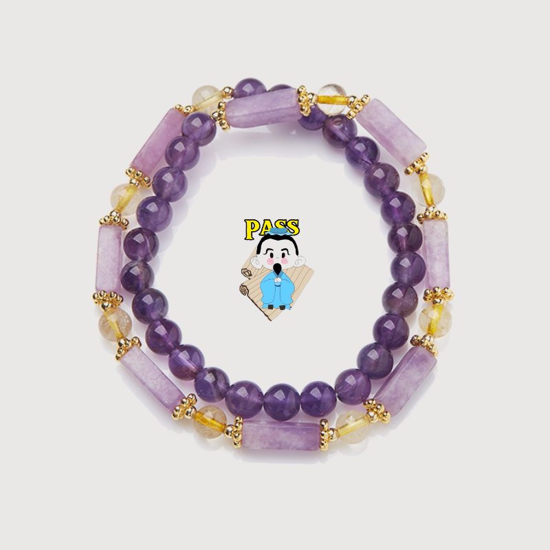 WISDOM--AMETHYST DOUBLE-LOOP BEADED BRACELET