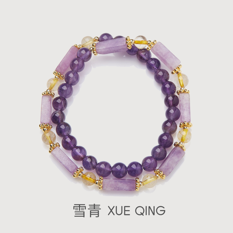 WISDOM--AMETHYST DOUBLE-LOOP BEADED BRACELET