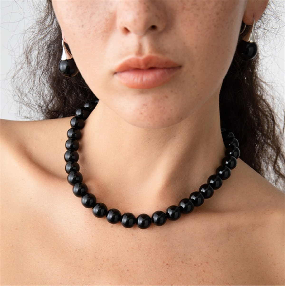 Purification&Longevity--Clear Quartz Black Onyx Necklace