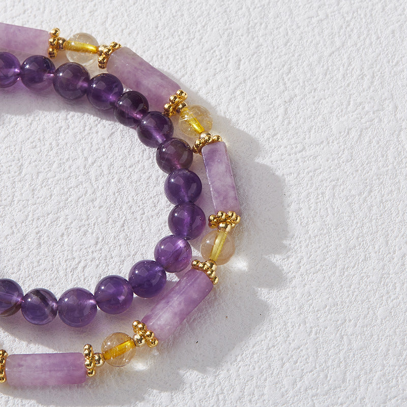 WISDOM--AMETHYST DOUBLE-LOOP BEADED BRACELET