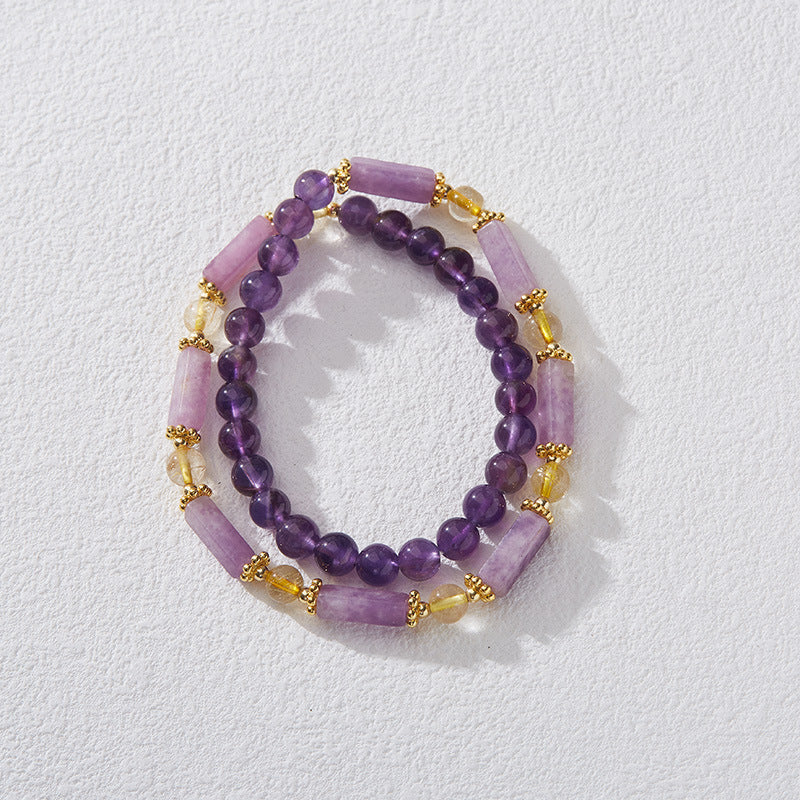 WISDOM--AMETHYST DOUBLE-LOOP BEADED BRACELET