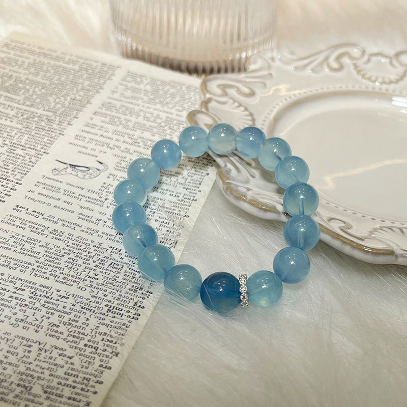 CONFIDENCE--AQUAMARINE BEADED BRACELET