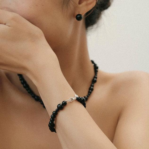 Protection--Blacl Onyx Necklace Bracelet Earrings