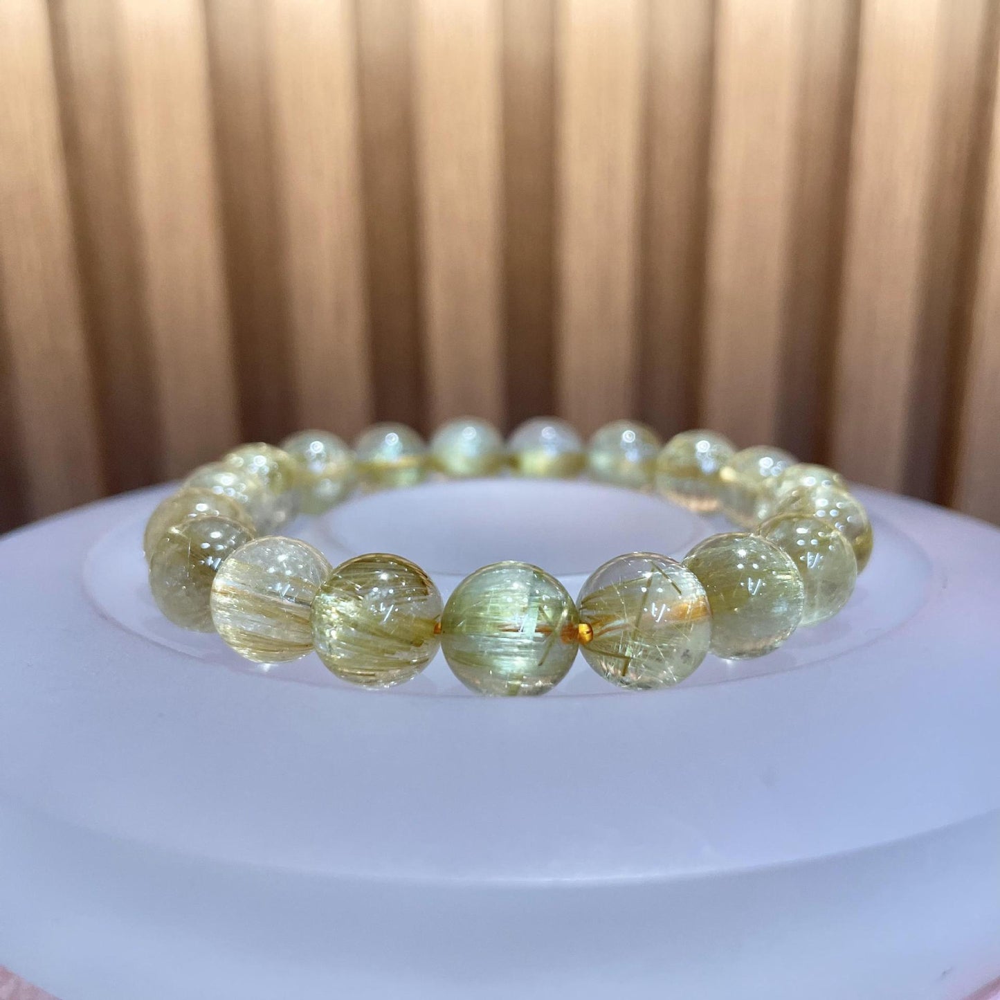 Wealth&Health--Gold Rutilated Quartz Beaded Bracelet