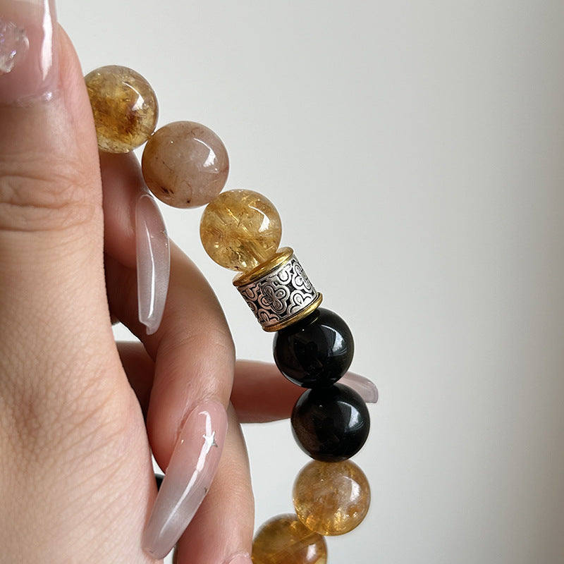 WEALTH--GOLD SHEEN OBSIDIAN BEADED BRACELET