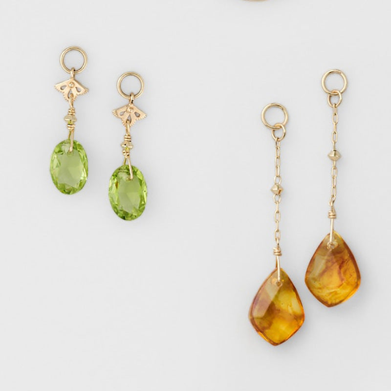 HAPPINESS--OLIVINE AMBER EARRINGS