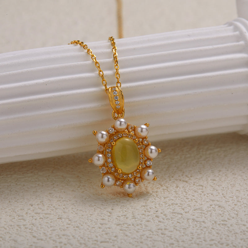 Luck--Prehnite Ring Necklace Earrings