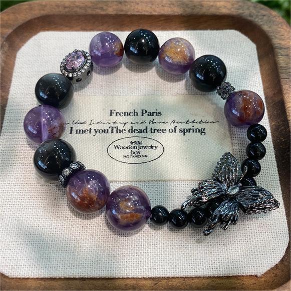 Wealth--Purple Phantom Quartz Beaded Bracelet