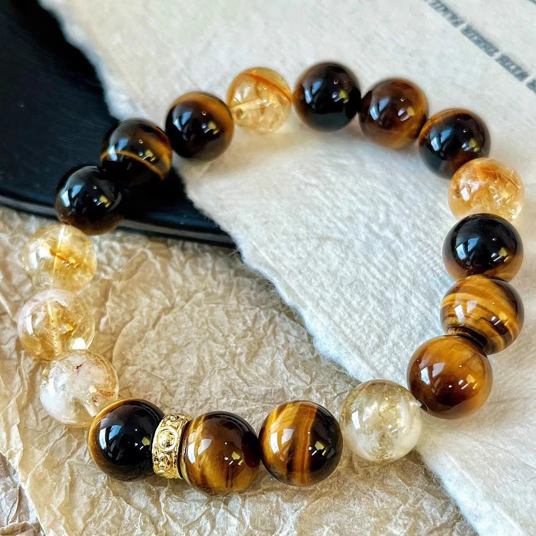 Wealth--Citrine Tiger-Eye Bracelet