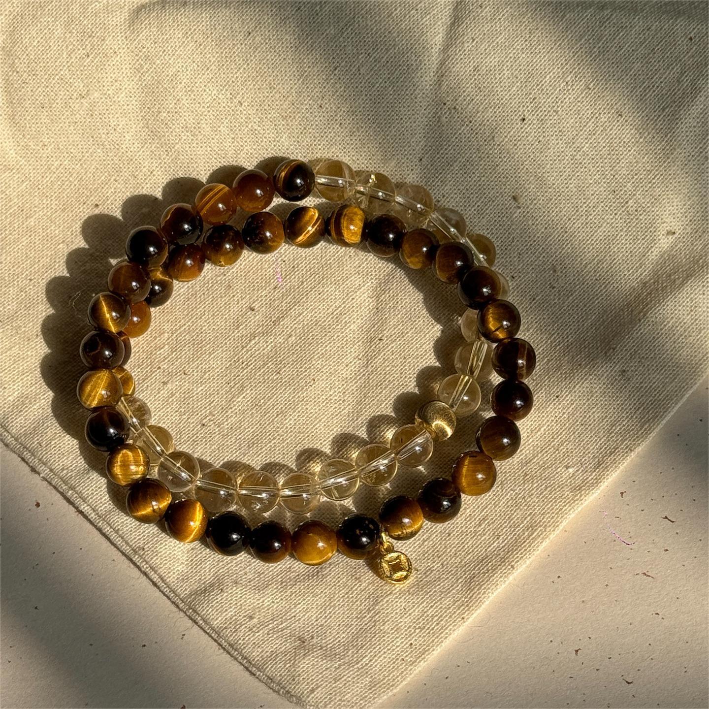 WEALTH--TIGER-EYE CITRINE BEADED BRACELET