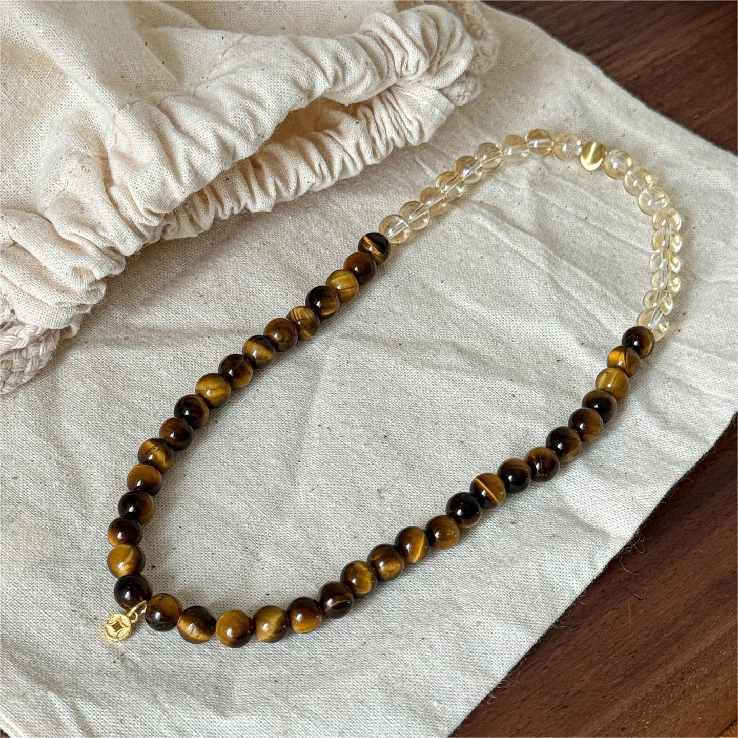 WEALTH--TIGER-EYE CITRINE BEADED BRACELET